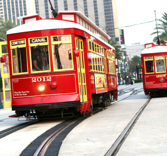 Red Streetcars on Canal Street